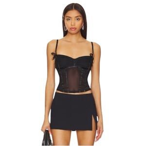 🆕 LIONESS Iconic Cami in Onyx Mesh Cropped Top Size XS